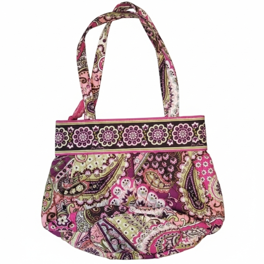 Vera Bradley Morgan Shoulder Bag With Matching Wallet In Very Berry Paisley - Picture 3 of 16